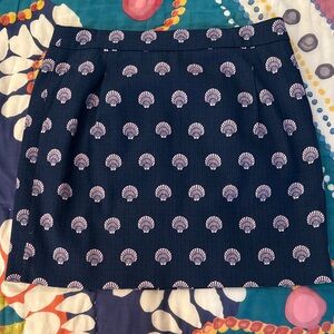 J. Crew Navy and Purple Patterned Mini Skirt